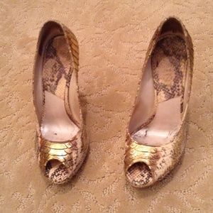 Dior snake print gold shoes